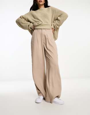 Asos Design Dad Pants In Taupe-brown