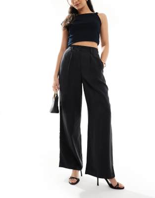 Asos Design Dad Pants In Washed Black