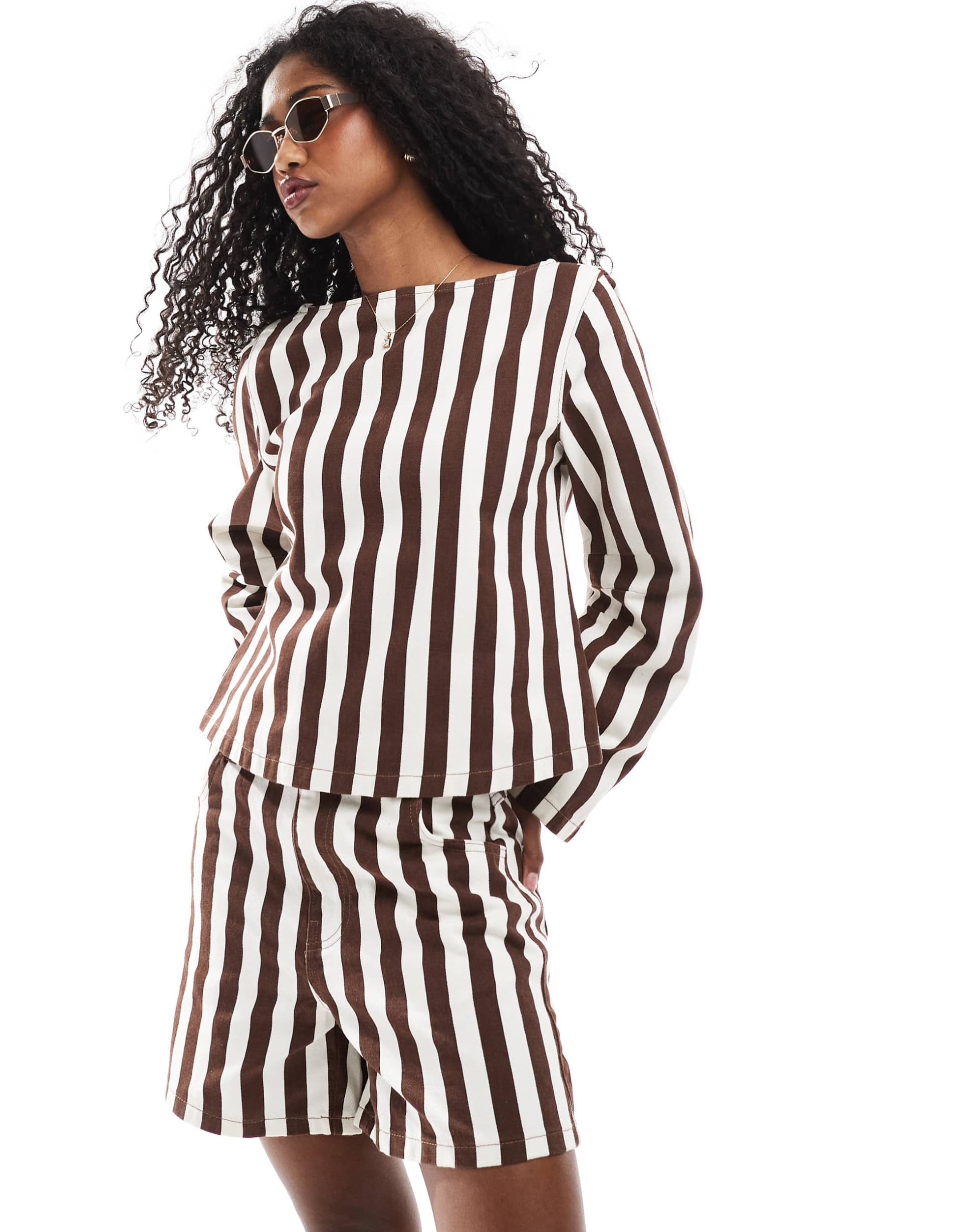 asos design dad short in wide stripe