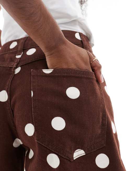 ASOS DESIGN - Dad-shorts i brun med polkaprikker, 3 af 5