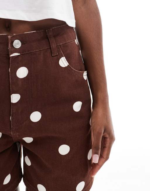 ASOS DESIGN dad shorts in brown polka dot, 5 of 5
