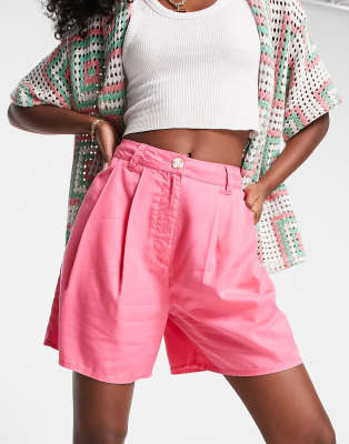 ASOS DESIGN - Dad-Shorts in leuchtendem Rosa