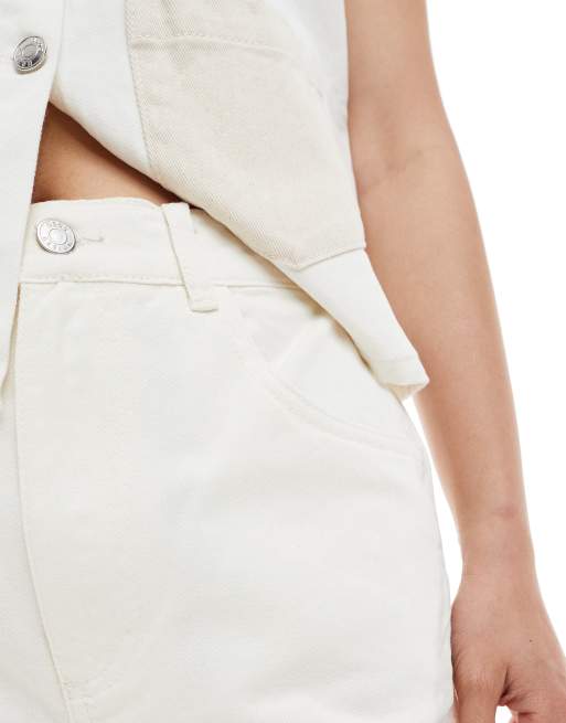 ASOS DESIGN dad shorts with two tone panels in ecru and beige - part of a set, 4 of 5