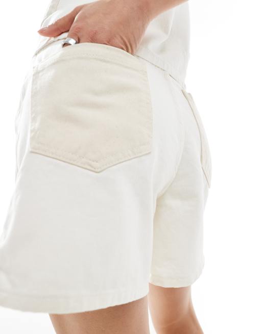 ASOS DESIGN dad shorts with two tone panels in ecru and beige - part of a set, 5 of 5