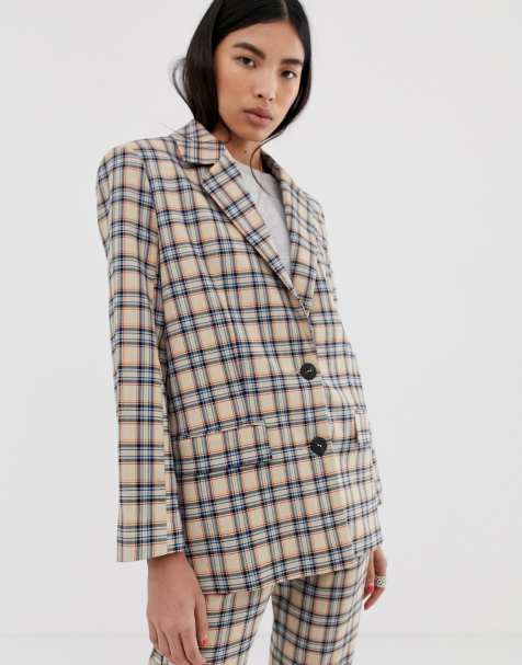 ASOS DESIGN dad suit blazer in light based check