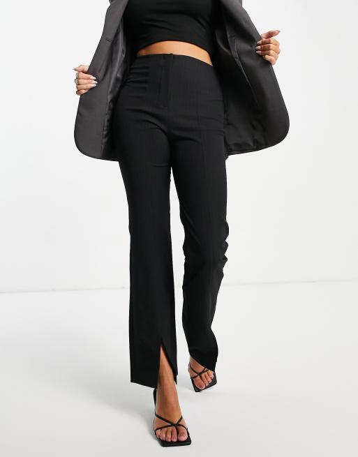 ASOS DESIGN dad suit slim split pant in pinstripe