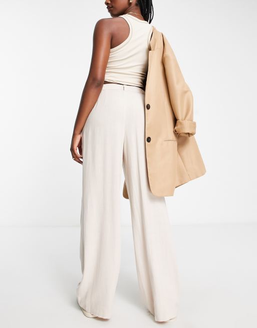 ASOS DESIGN dad trousers with linen in soft putty, 2 of 4