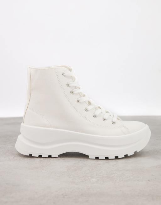 ASOS DESIGN - Daffy - Hoge sneakers met dikke plateauzool in wit
