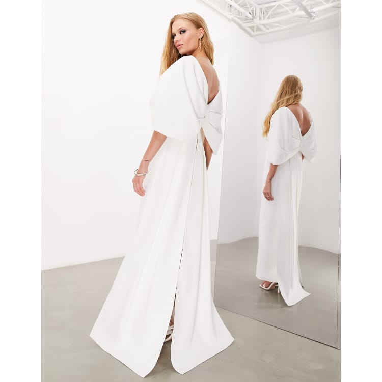 Asos edition cross 2025 front cape wedding dress