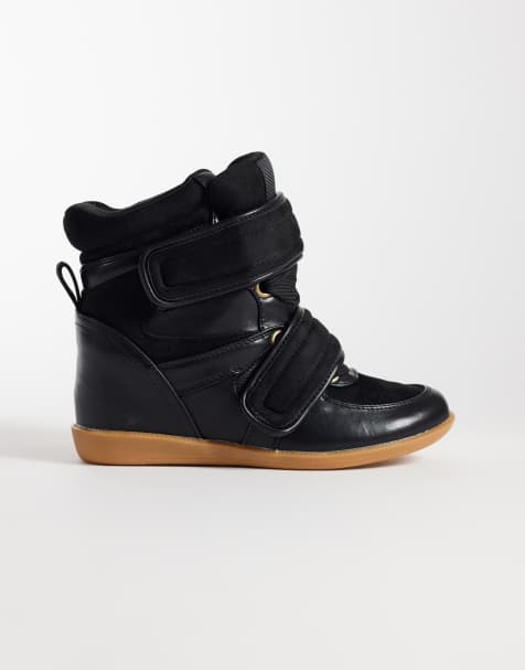 ASOS DESIGN Dahlia high top wedge trainers in black - view 1