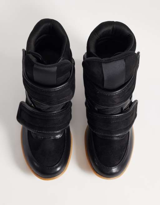 ASOS DESIGN Dahlia high top wedge trainers in black, 3 of 5