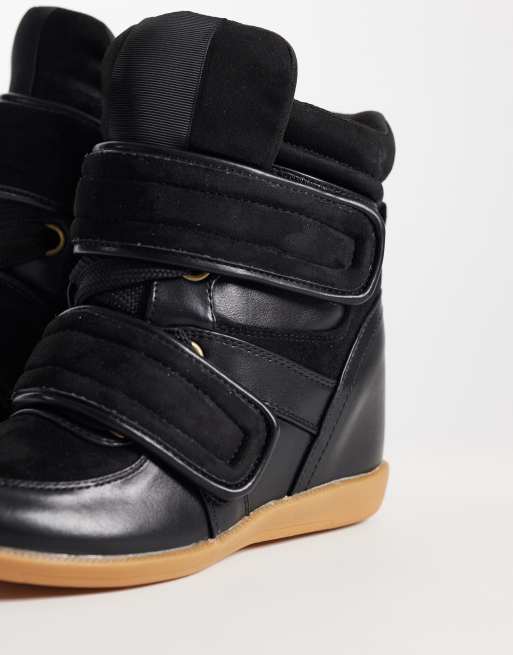 ASOS DESIGN Dahlia high top wedge trainers in black, 4 of 5