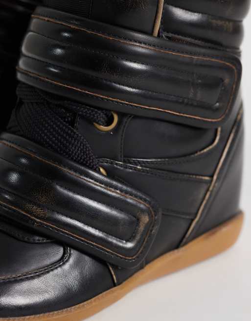 ASOS DESIGN Dahlia high top wedge trainers in brown burnished, 3 of 5