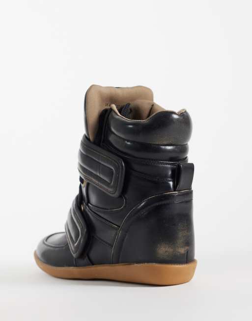 ASOS DESIGN Dahlia high top wedge trainers in brown burnished, 4 of 5
