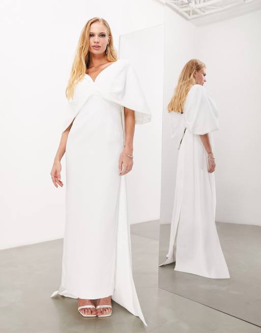 ASOS DESIGN - Dahlia - Robe de mariée longue en crêpe avec nœud dans le dos, 2 de 4