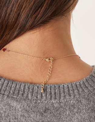 Asos Design Dainty Chain Necklace With Semi-precious Starred Stones In Multi