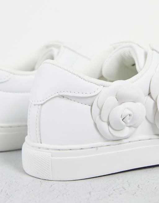 ASOS DESIGN Dainty floral lace up trainers in white, 2 of 4