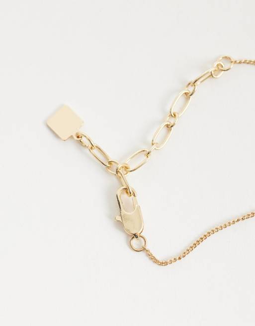 ASOS DESIGN dainty necklace with mini shrimp pendant in gold tone, 3 of 4