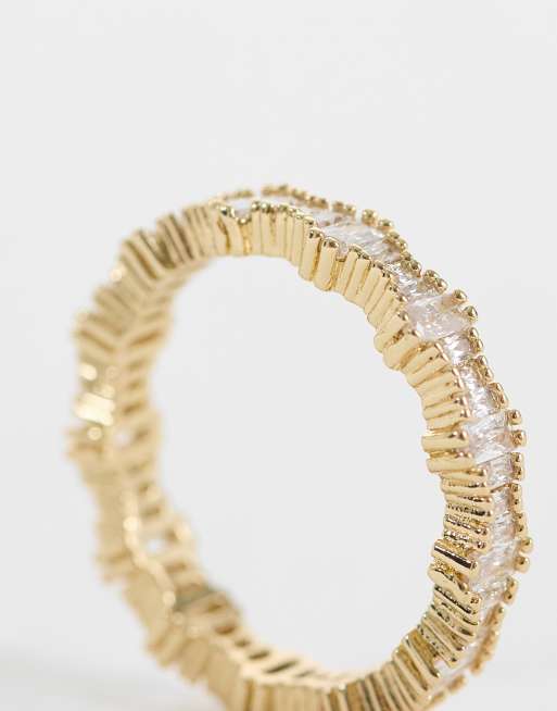 ASOS DESIGN dainty ring with cubic zirconia stones in gold tone, 2 of 3