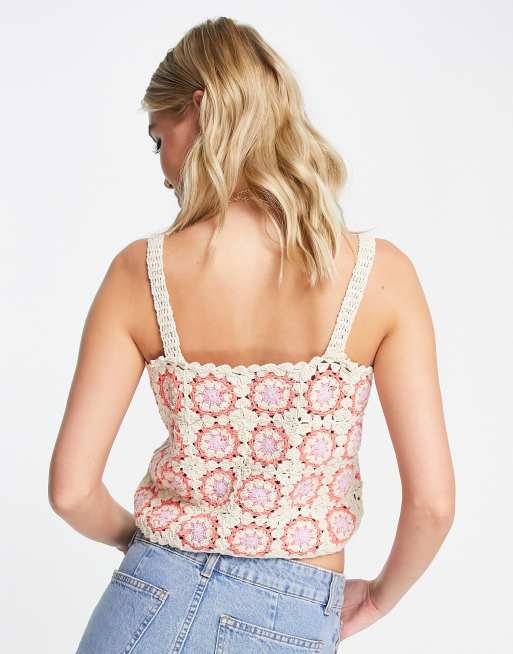 ASOS DESIGN daisy crochet tank top