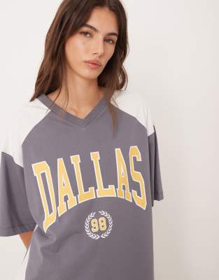 Asos Design Dallas Football Shirt In Gray