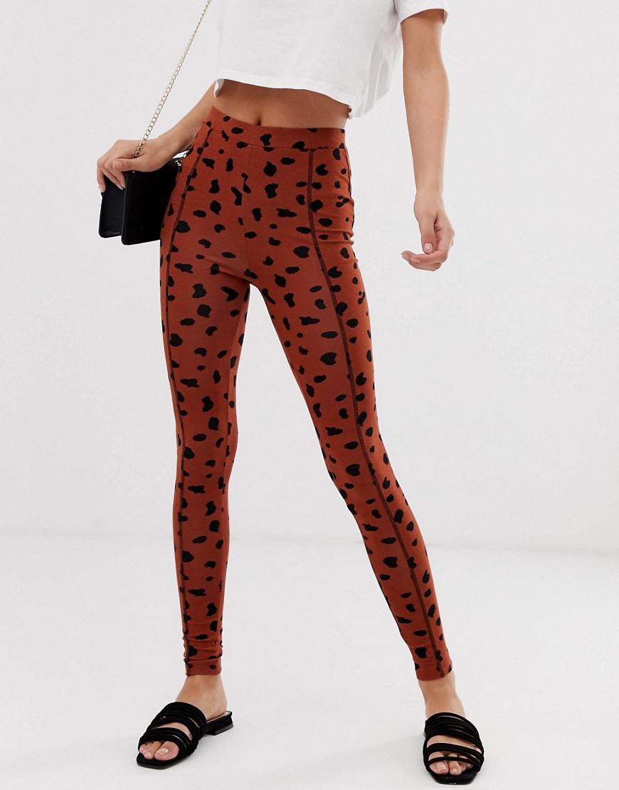 ASOS DESIGN dalmatian print legging with contrast stitch-Multi