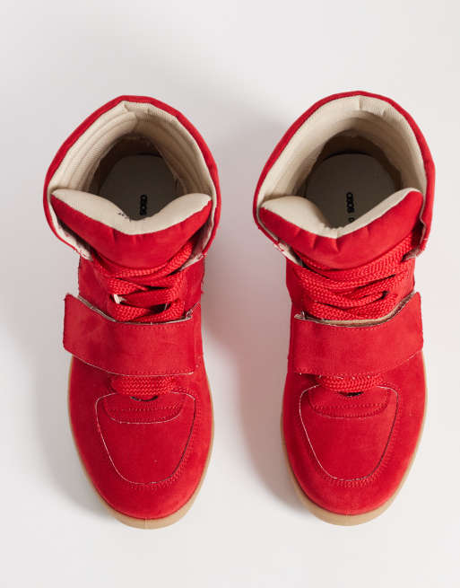 ASOS DESIGN - Damson - Baskets compensées dissimulées en micro-daim - Rouge, 3 de 5