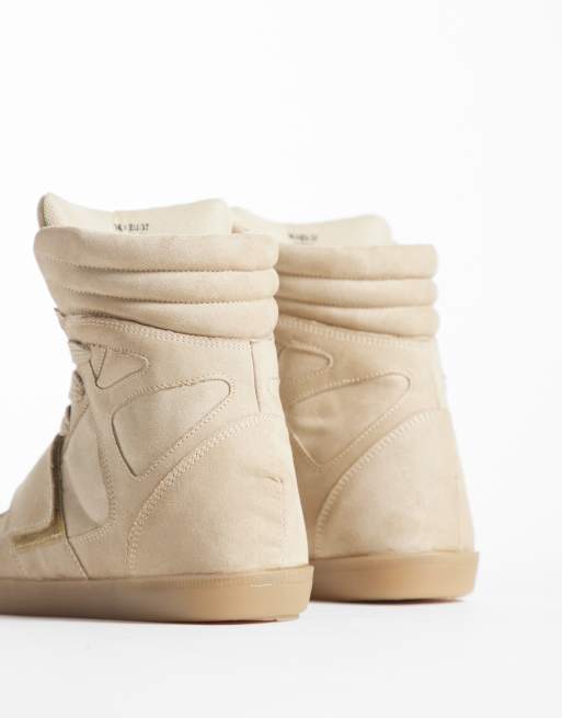 ASOS DESIGN Damson concealed wedge sneakers in taupe suedette, 3 of 5