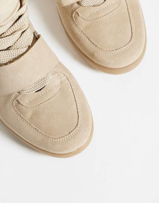 ASOS DESIGN Damson concealed wedge sneakers in taupe suedette, 5 of 5