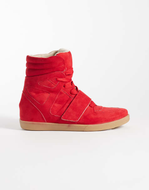 ASOS DESIGN – Damson – Sneaker aus Mikro-Wildleder in Rot mit verdecktem Keilabsatz - view 1