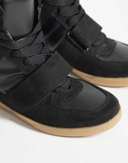 ASOS DESIGN - Damson - Zapatillas de deporte negras con cuña oculta de antelina, 2 de 5