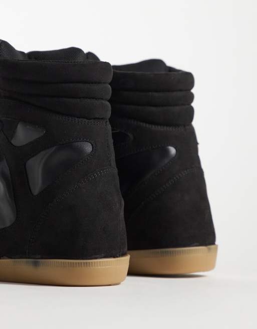 ASOS DESIGN - Damson - Zapatillas de deporte negras con cuña oculta de antelina, 3 de 5