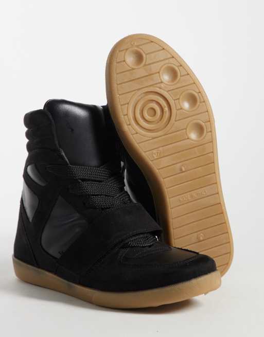 ASOS DESIGN - Damson - Zapatillas de deporte negras con cuña oculta de antelina, 4 de 5
