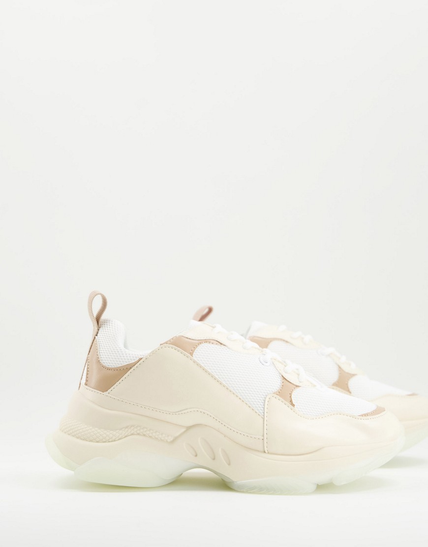 ASOS DESIGN Dancer chunky sneakers with clear sole in beige-Neutral