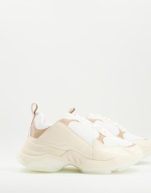 Installation Drikke sig fuld tub ASOS DESIGN Dancer chunky sneakers with clear sole in beige | ASOS