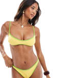 [ASOS DESIGN] ASOS DESIGN Dani contrast binding rib cadiz scoop bikini top in green & yellow-Multi 6 Yellow and Green