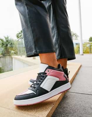black and pink high tops