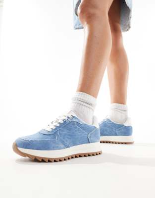 ASOS DESIGN - Dapper - Lauf-Sneaker aus Denim-Blau