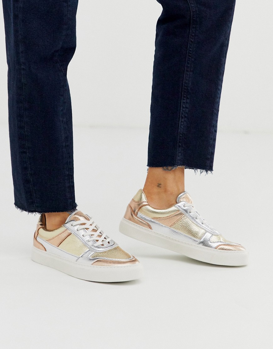ASOS DESIGN - Darcie - Sneakers stringate con finitura metallizzata mista-Multicolore