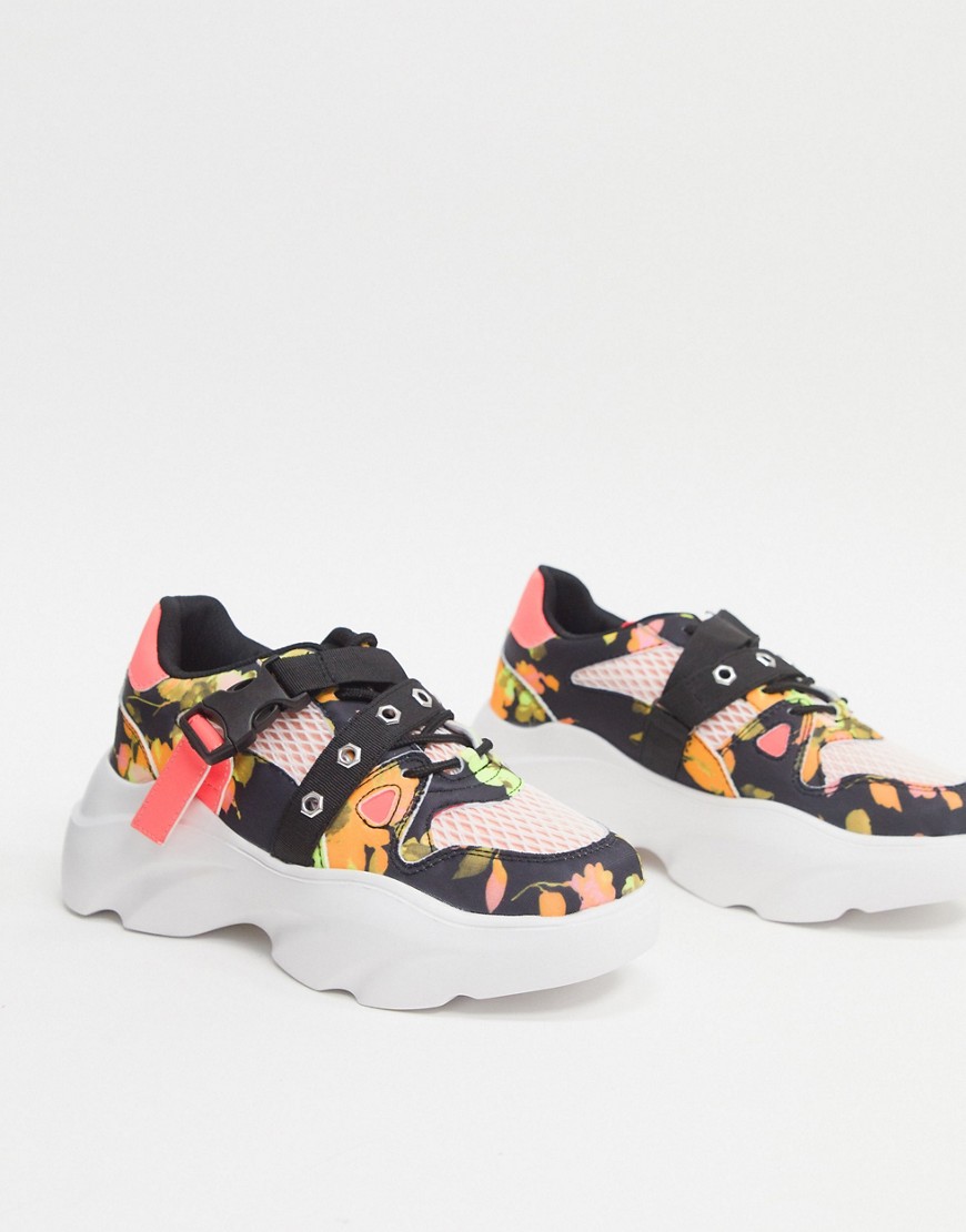 ASOS DESIGN - Darcy - Sneakers chunky stringate a fiori-Multicolore