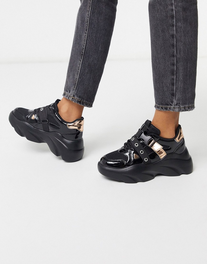 ASOS DESIGN - Darcy - Sneakers met veters en dikke zool in zwart