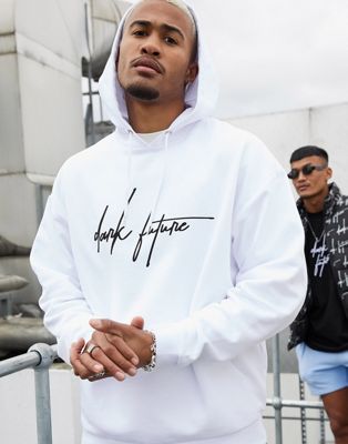 ASOS DESIGN - Dark Future - Oversized hoodie in wit