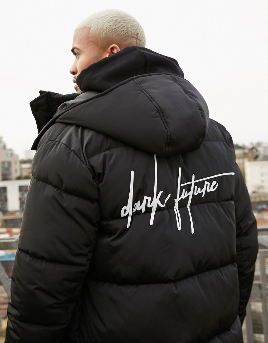 ASOS DESIGN Dark Future sustainable puffer jacket in black