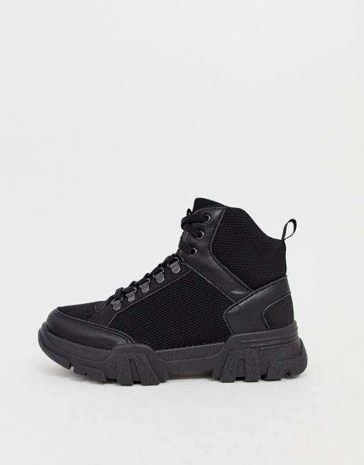 ASOS DESIGN Darkness chunky hiker sneaker boots in black | ASOS