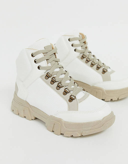 ASOS DESIGN Darkness chunky hiker sneaker boots in off white