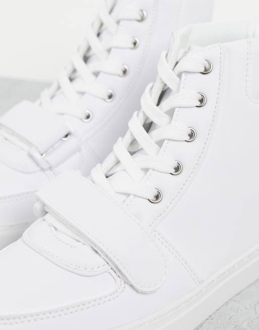 ASOS DESIGN Dart velcro high top trainers in white