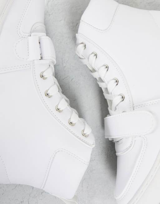 White high top cheap velcro sneakers