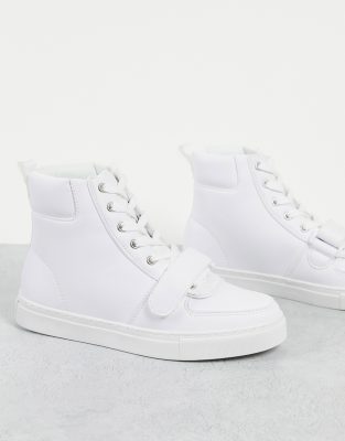 ASOS DESIGN – Dart – Vita höga sneakers med kardborreband