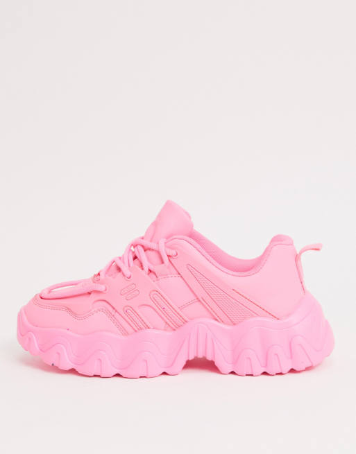 ASOS DESIGN Date chunky lace up trainers in pink ASOS