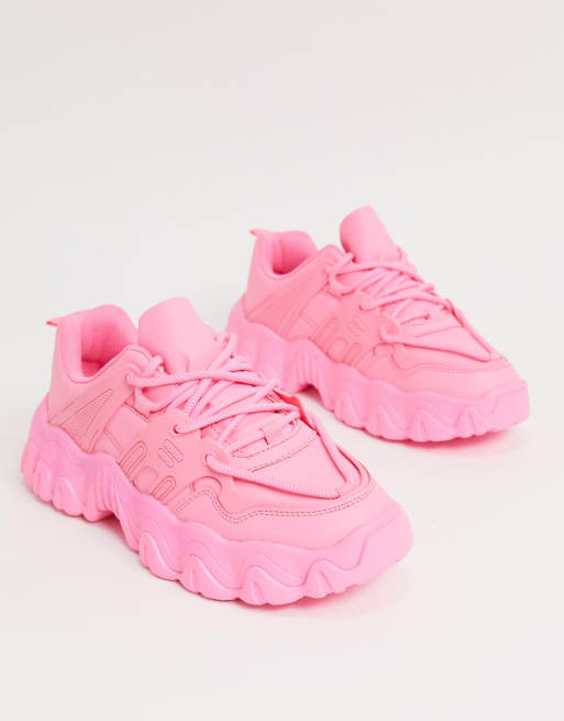 ASOS Design - Date - Sneakers met veters en chunky zool in roze